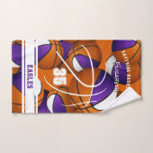 paarse witte basketbalteam kleuren atleet naam handdoek (Handdoek)