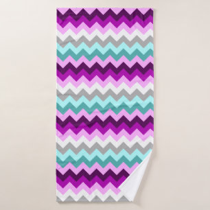 Paarse witte Blauwgroen Chevrons badhanddoek