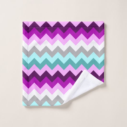 Paarse witte Blauwgroen Chevrons badhanddoekset Bad Handdoek (Wasdoekje)