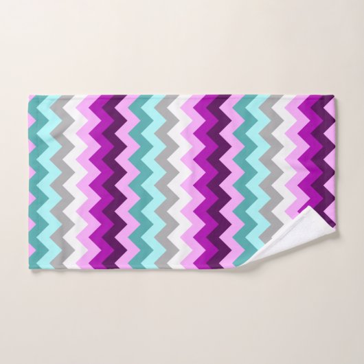 Paarse witte Blauwgroen Chevrons badhanddoekset Bad Handdoek (Handdoek)