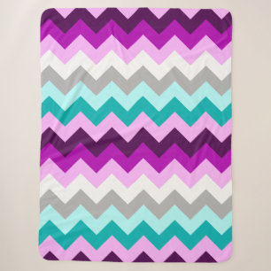 Paarse Witte Blauwgroen Chevrons Grote Sherpa Deke Deken