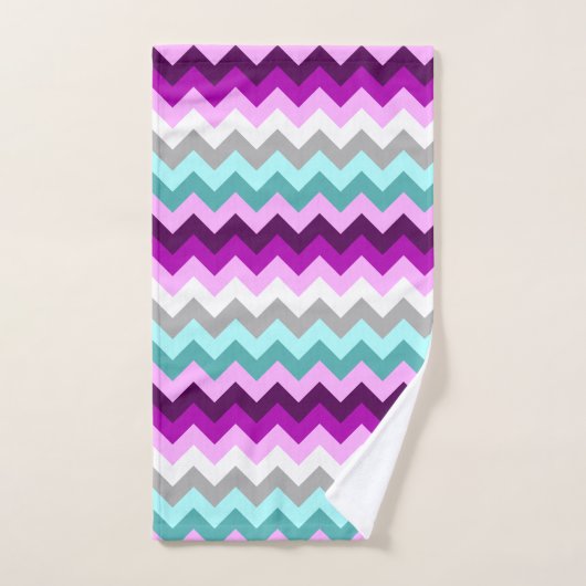 Paarse witte Blauwgroen Chevrons handdoek (Handdoek)
