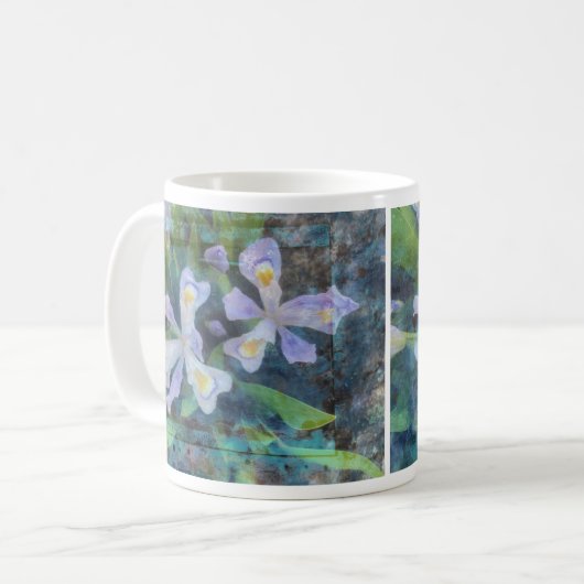 Paarse witte bloem Mok (Voorkant links)