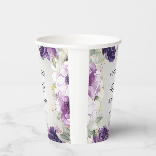 Paarse Witte Bloemen 40e Verjaardag Papieren Bekers