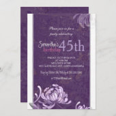 Paarse Witte Bloemen 45e Verjaardagsfeest Kaart (Voorkant / Achterkant)