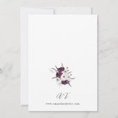 Paarse & Witte Bloemen Bruiloft V2 Kaart (Achterkant)