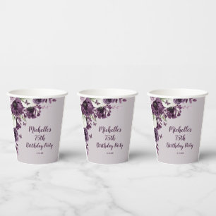 Paarse witte bloemen Butterflies 75e verjaardag Papieren Bekers