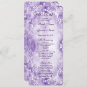 Paarse witte bloemen huwelijksprogramma programma (Voorkant / Achterkant)