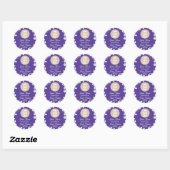 Paarse, witte bloemen Job's Daughters Party Favori Ronde Sticker (Vel)