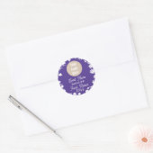 Paarse, witte bloemen Job's Daughters Party Favori Ronde Sticker (Envelop)
