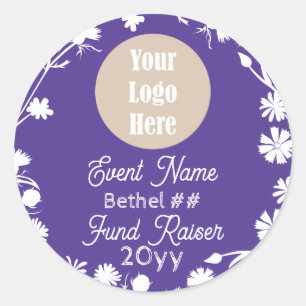 Paarse, witte bloemen Job's Daughters Party Favori Ronde Sticker