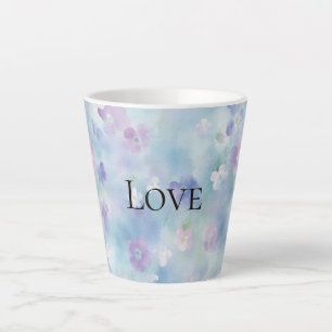  Paarse witte bloemen liefde Latte Mok
