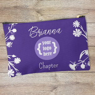 Paarse, witte bloemen, Logo make-uptas Etui