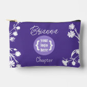 Paarse, witte bloemen, Logo make-uptas Etui (Voorkant)