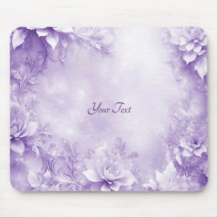 Paarse Witte Bloemen Mousepad Muismat