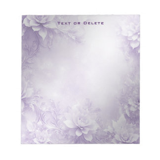 Paarse witte bloemen Notitieblok
