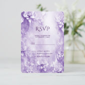 Paarse witte bloemen RSVP-kaart RSVP Kaartje (Staand voorkant)