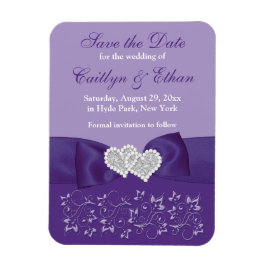 Paarse Witte Bloemen Save Date Magnet Magneet