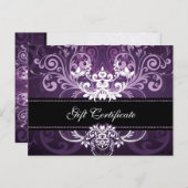 Paarse & Witte Bloemen Swirl Cadeaubon Briefkaart (Voorkant / Achterkant)