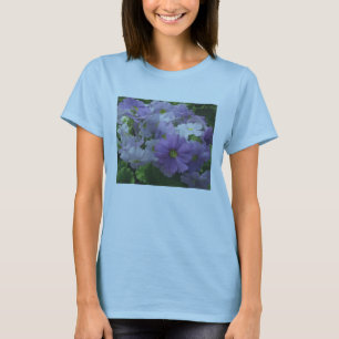 Paarse witte bloemen T-shirt