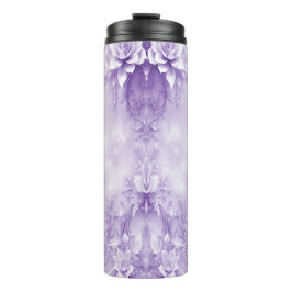 Paarse Witte Bloemen Thermische Tumbler Thermosbeker
