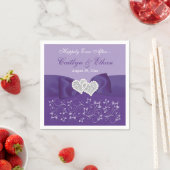 Paarse, Witte Bloemen Trouwpapier servetten (Insitu)