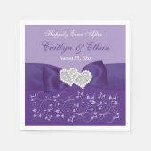 Paarse, Witte Bloemen Trouwpapier servetten (Voorkant)