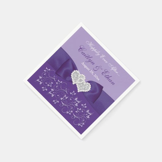Paarse, Witte Bloemen Trouwpapier servetten (Hoek)