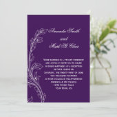 Paarse Witte Bloemen Wervelingen Post Wedding Kaart (Staand voorkant)