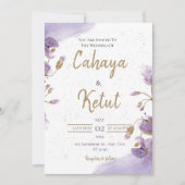 Paarse witte bloemenbruiloft uitnodiging (Voorkant)