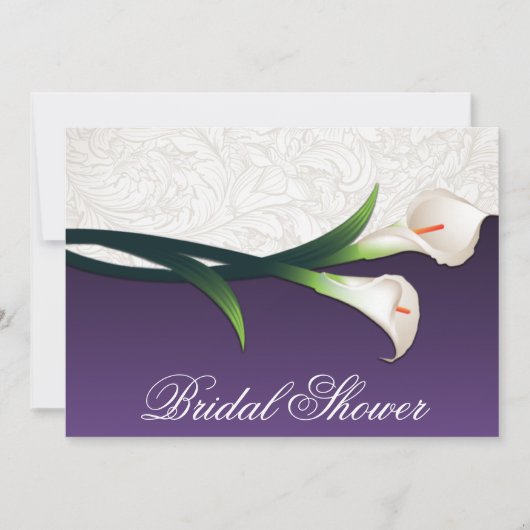 Paarse witte Calla Lily Bridal Shower Invitaties Kaart (Voorkant)