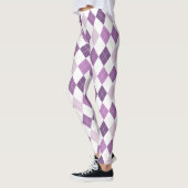 Paarse witte diamantpatroon leggings (Links)