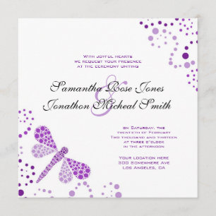 Paarse witte dragonfly pointilism - aangepast huwe kaart