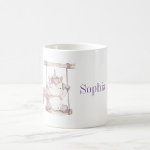 Paarse Witte Eenhoorn Schommel Koffiemok