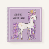 Paarse Witte Eenhoorn Tiara Kleine Schrijftablet Notitieboek (Voorkant)