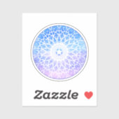 Paarse, witte en blauwe ruimte bloemenmandala sticker (Vel)