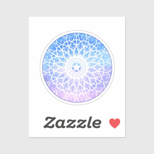 Paarse, witte en blauwe ruimte bloemenmandala sticker (Vel)