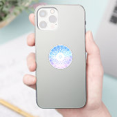 Paarse, witte en blauwe ruimte bloemenmandala sticker (Telefoon)