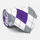 Paarse, witte en grijze Argyle Pattern Stropdas (Opgerold)