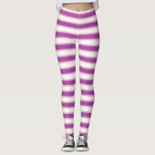 Paarse, witte en roze strepen leggings (Voorkant)