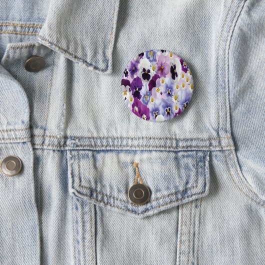 Paarse, witte en violette achtergrond ronde button 5,7 cm (In situ)