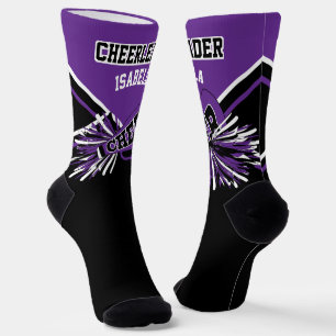 Paarse, witte en zwarte Cheerleader Socks Sokken