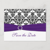 Paarse, witte en zwarte Save the Date Briefkaart (Voorkant)