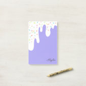 Paarse Witte Frosting Strooisel Uw Naam Post-it® Notes (Op bureau)