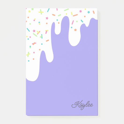 Paarse Witte Frosting Strooisel Uw Naam Post-it® Notes (Voorkant)