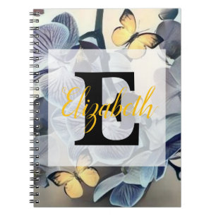 Paarse witte gele orchidee bloem vlinder  notitieboek