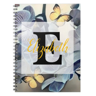 Paarse witte gele orchidee bloem vlinder  notitieboek