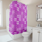 Paarse Witte Gemengde Patchwork Ontwerp Douchegordijn (In situ)