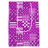 Paarse Witte Gemengde Patchwork Ontwerp Medium Cadeauzakje (Achterkant)