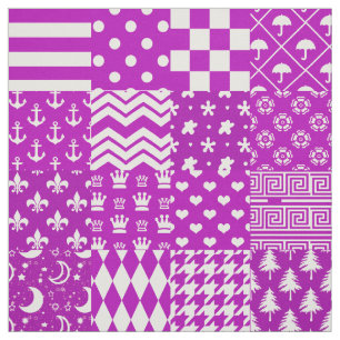 Paarse Witte Gemengde Patchwork Ontwerp Stof